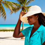 Preparing for the Sun**

"A fully clothed woman, wearing a sun hat and light clothing, applying sunscreen to her arm on a sunny Angolan beach. In the background, turquoise water and palm trees. Safe for work, appropriate content, perfect anatomy, natural pose, professional photography, high quality, clear focus, bright lighting, modest clothing, family-friendly."

**