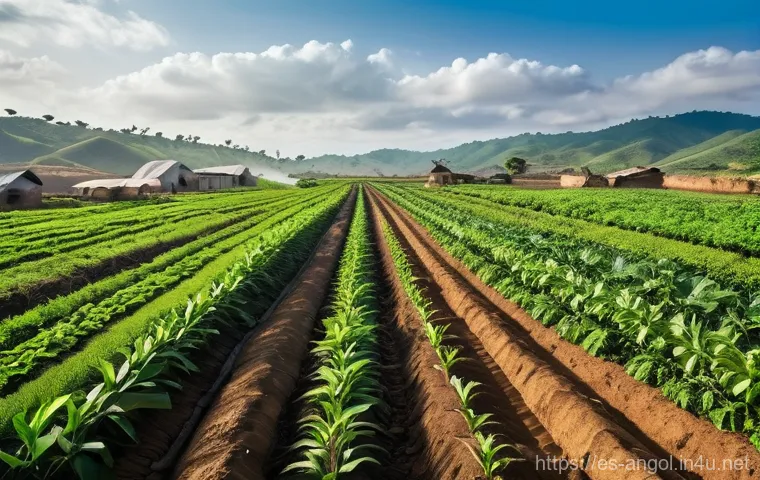 앙골라 주요 산업과 무역 - **Prompt: "Vibrant Angolan Agricultural Revival"**
    A wide-angle, sun-drenched shot showcasing a ...