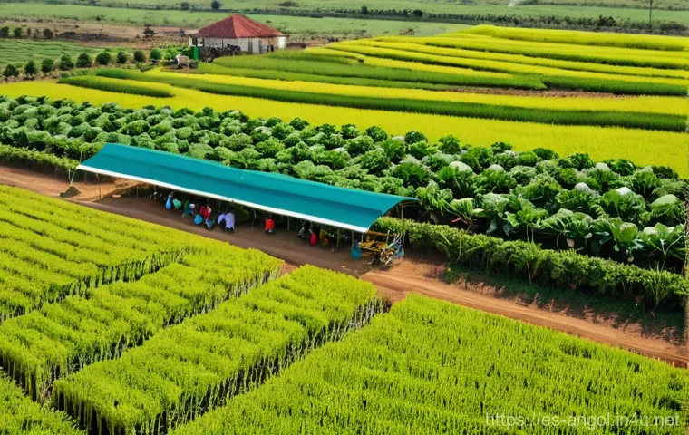 앙골라에서 무역 사업 시작하는 방법 - **Prompt 1: Thriving Angolan Agroindustry**
    An aerial shot showcasing vast, lush green agricultu...